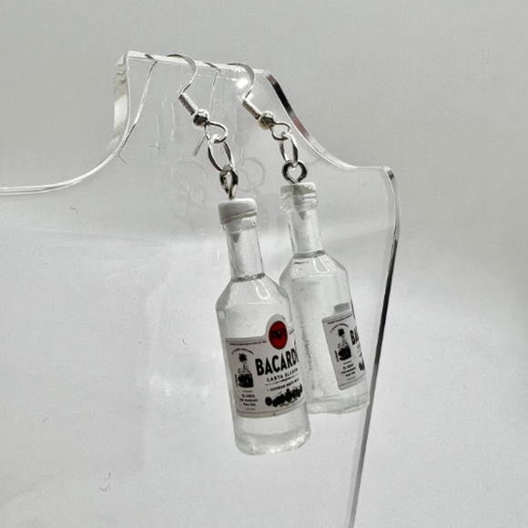 Bacardi Earrings - Alcohol Earrings - Party Earrings - New Years Eve Earrings - Picture 2 of 9